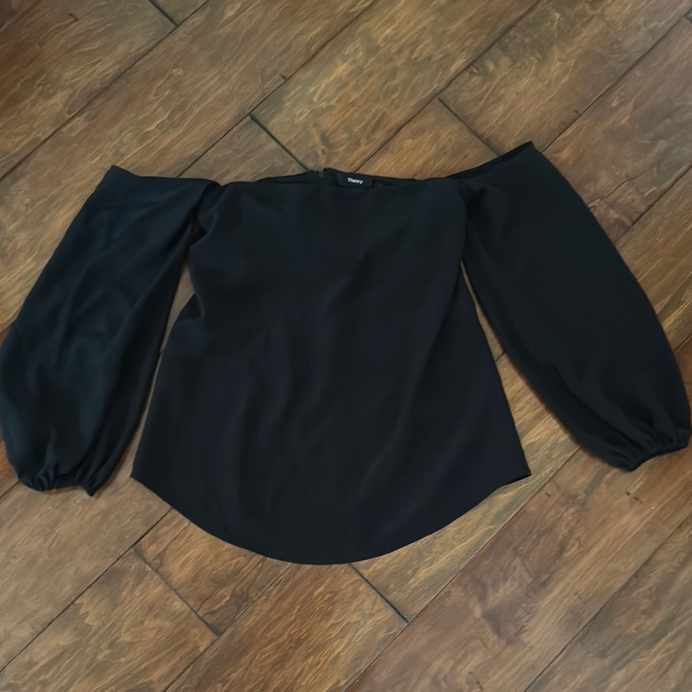 Theory Black Off-Shoulder Blouse